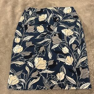 Blue Floral Pencil Skirt